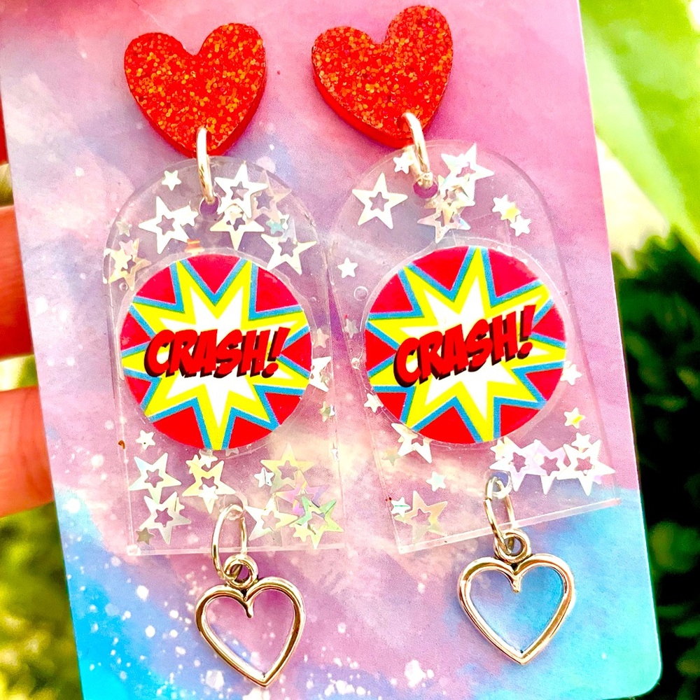 Crash! Retro Comic Book Inspired Earrings